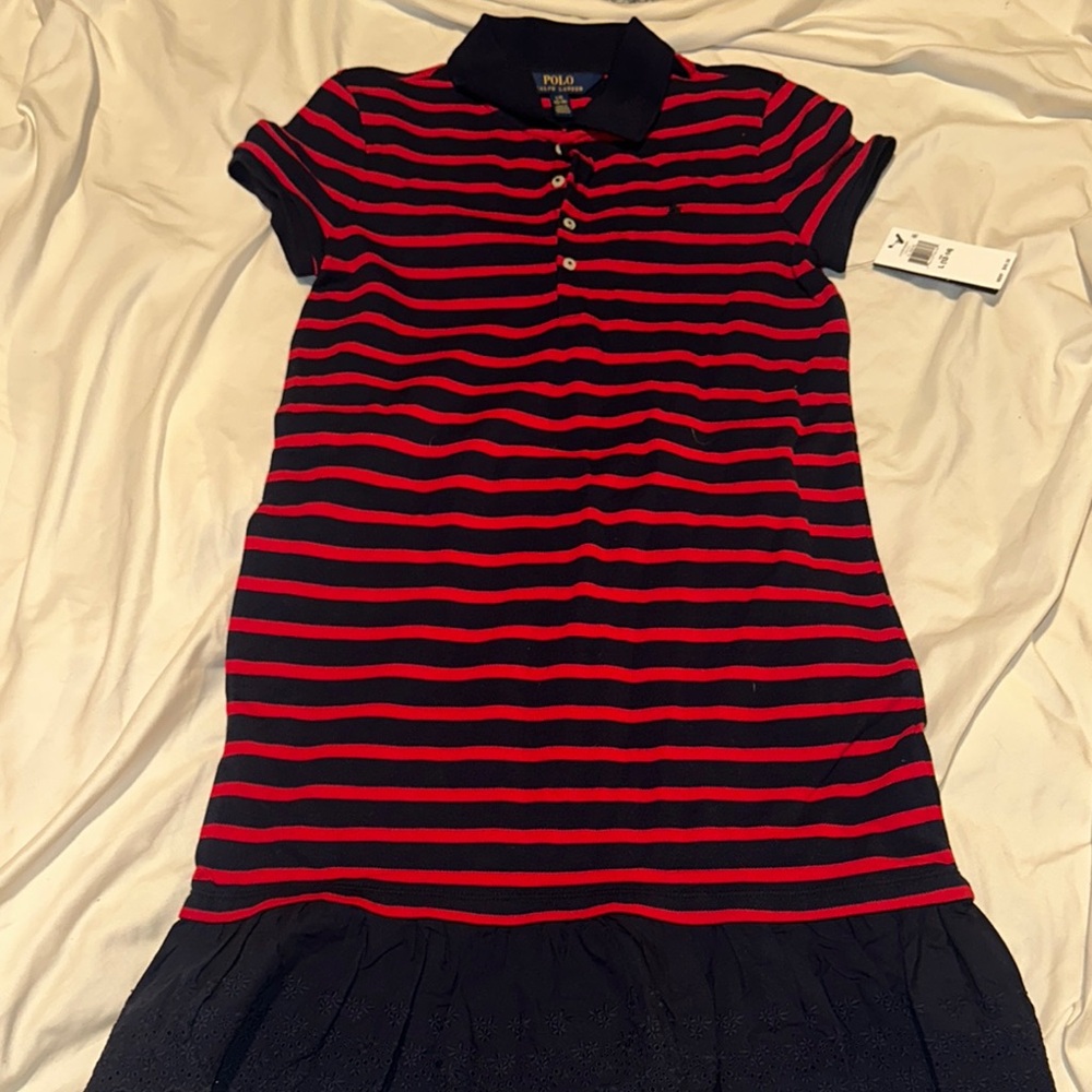 Polo by Ralph Lauren Kids Red and Black Striped Polo Dress